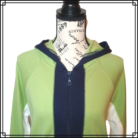 Pacer Color Block Zip Up Hooded Lightweight Sweatshirt 100% Cotton Size PL - Picture 2 of 8